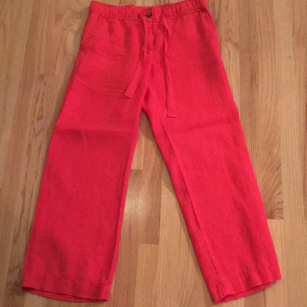 Red linen pants